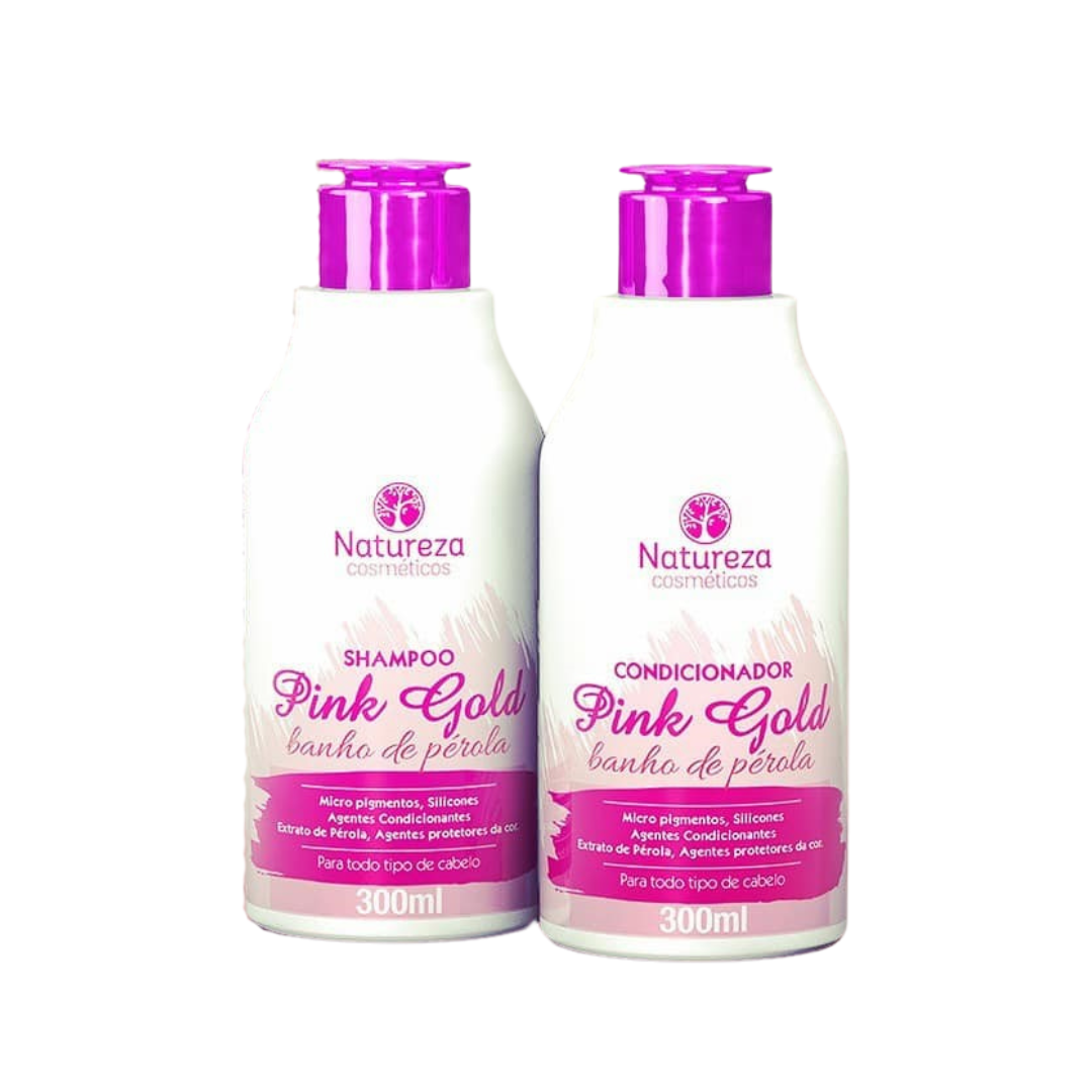 SET PINK GOLD Banho de PÉROLA for home use, 300 ml, Natureza Cosmeticos